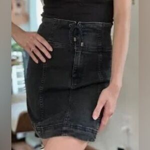 Free People‎ Womens 10 Black Denim Skirt. Moto Rock N Roll